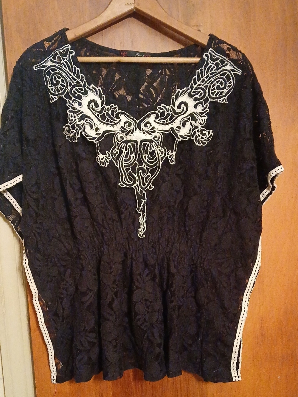 HeartSOUL Floral Lace Tunic Black & White XL